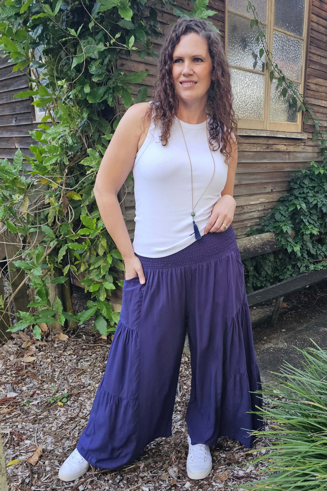 Navy Frill Pants