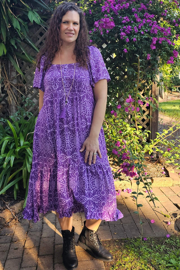 Purple Mandala Bella Midi Dress