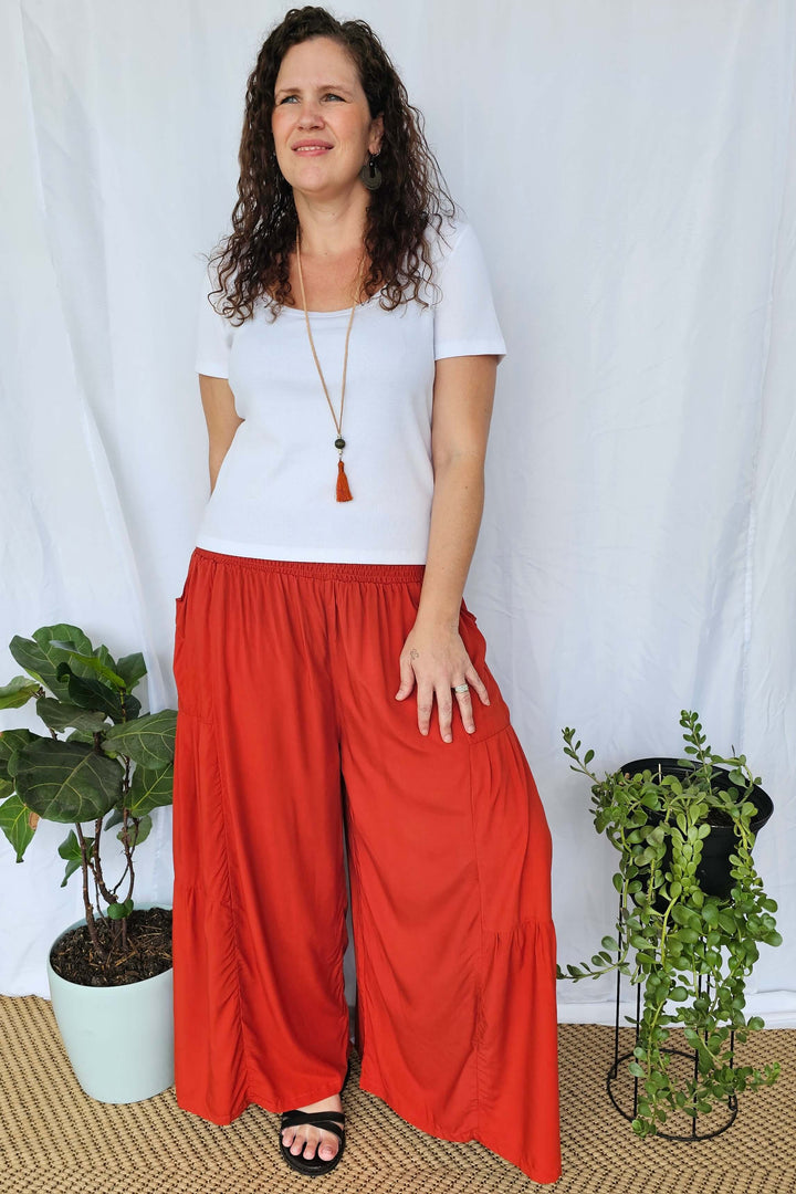 Burnt Orange Frill Pants