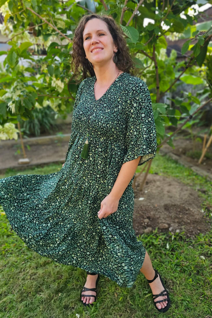 Green Bloom Arya Midi Dress