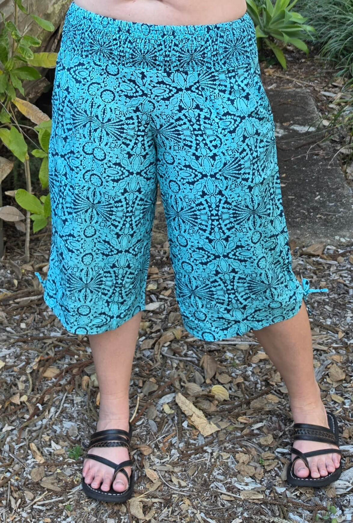 Blue Mandala Boho 3/4 Pants