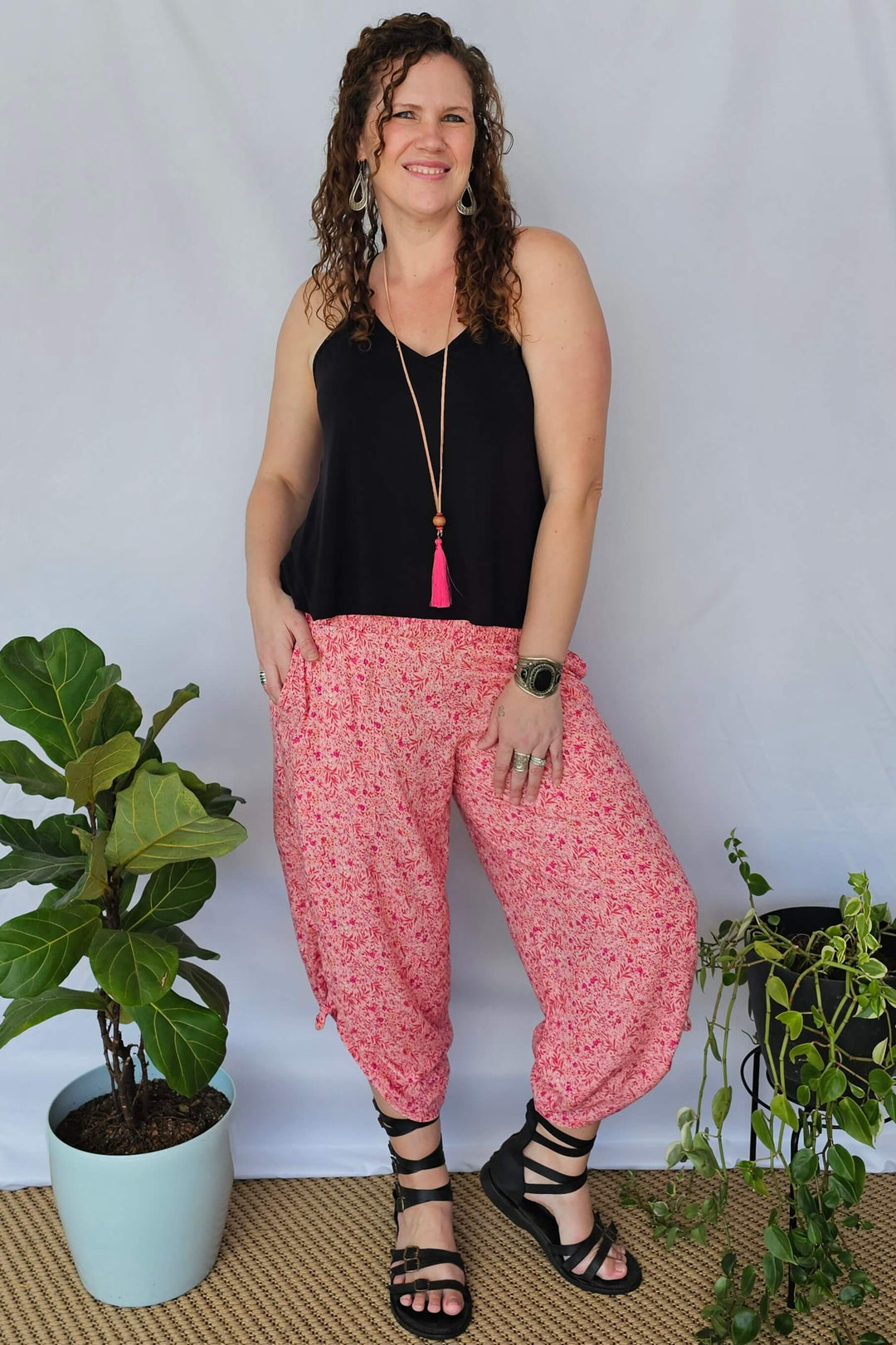 Pink Blossom Boho 7/8 Pants