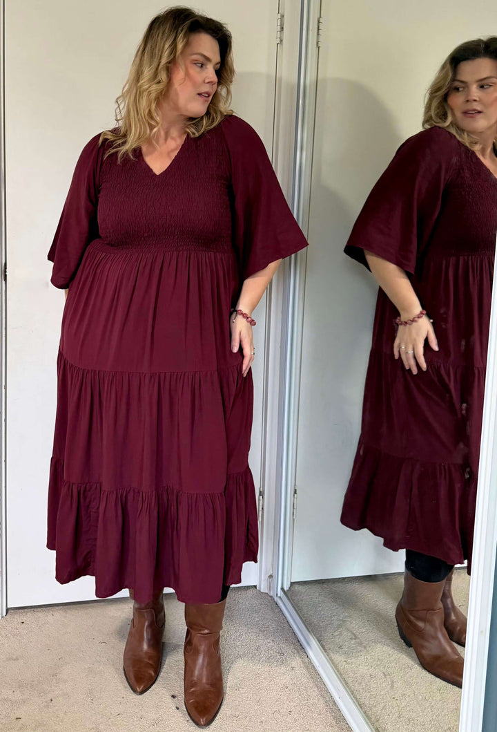 Maroon Arya Midi Dress