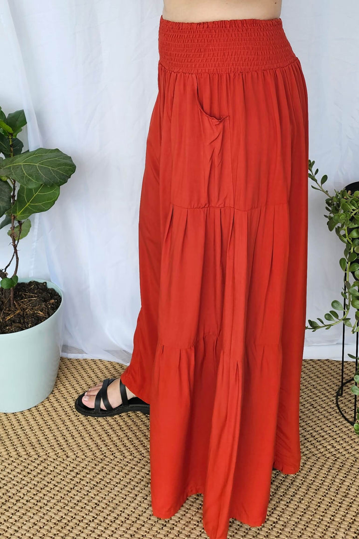 Burnt Orange Frill Pants