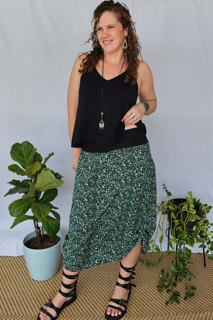 Green Blossom Maxi Skirt