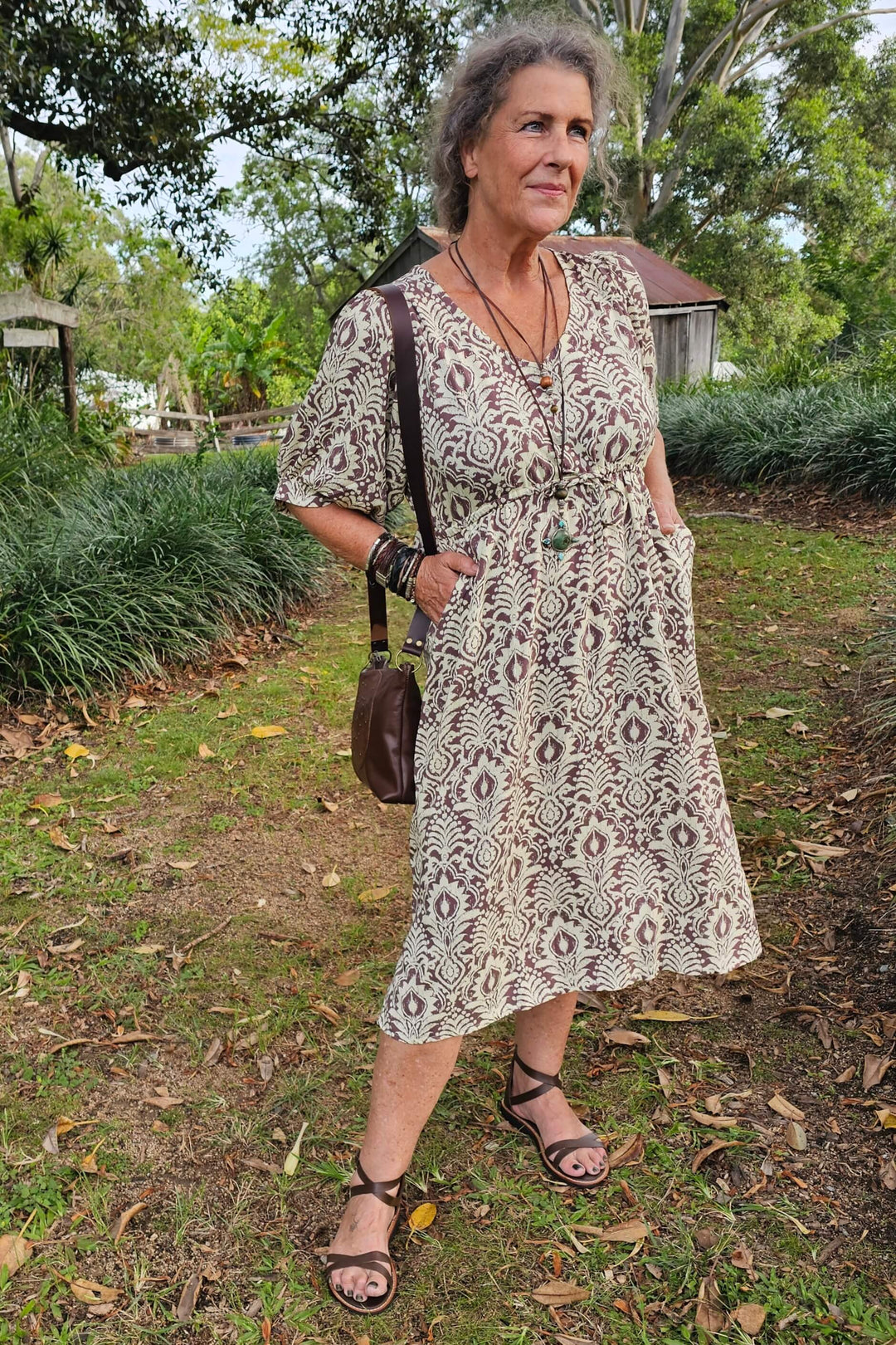 Walnut Fern Remi Midi Dress