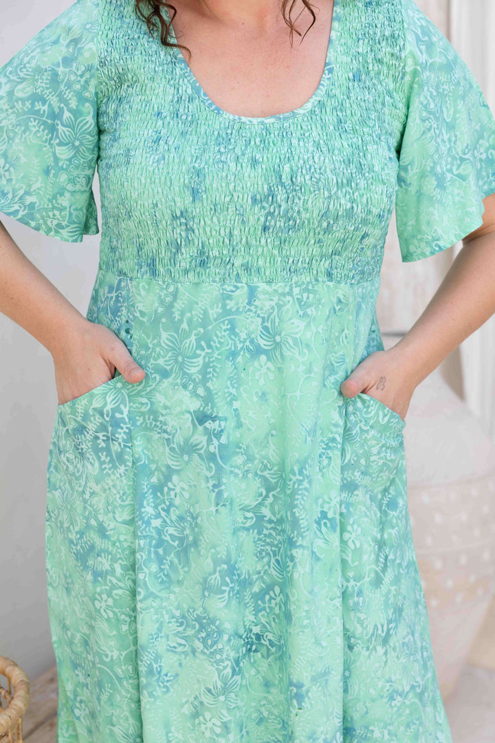 Mint Shirred Dress