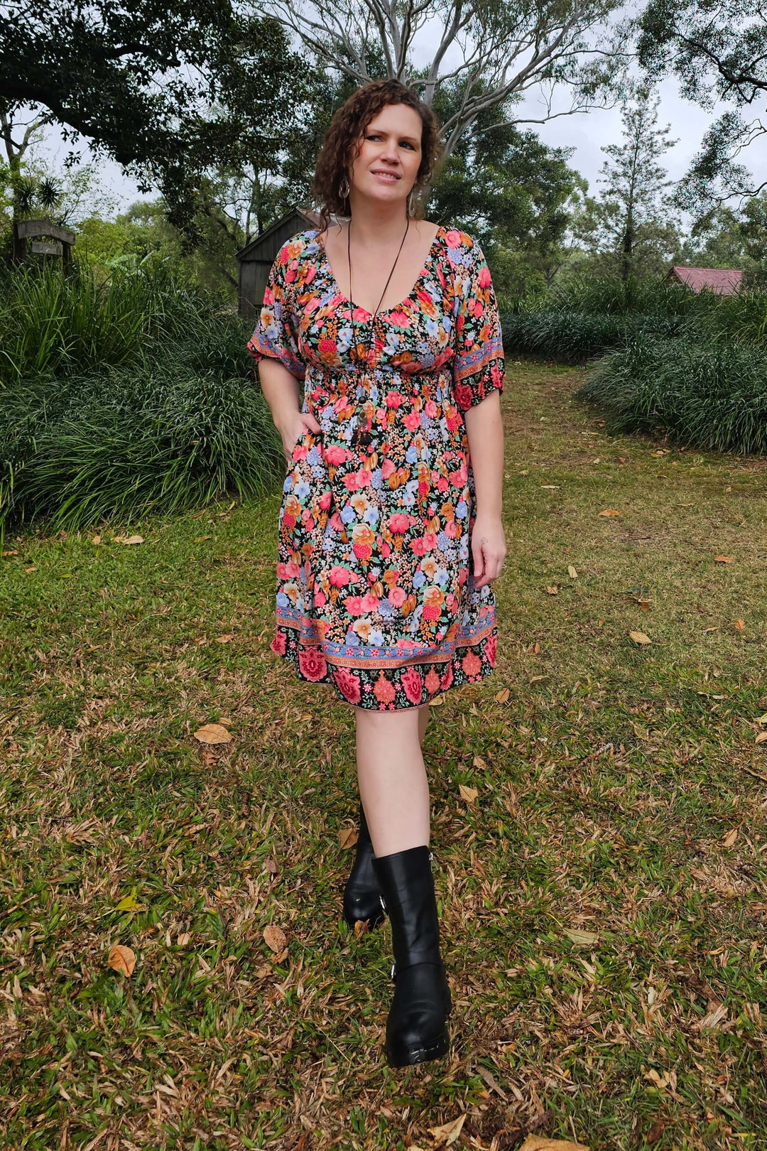 Black Bloom Cinch dress