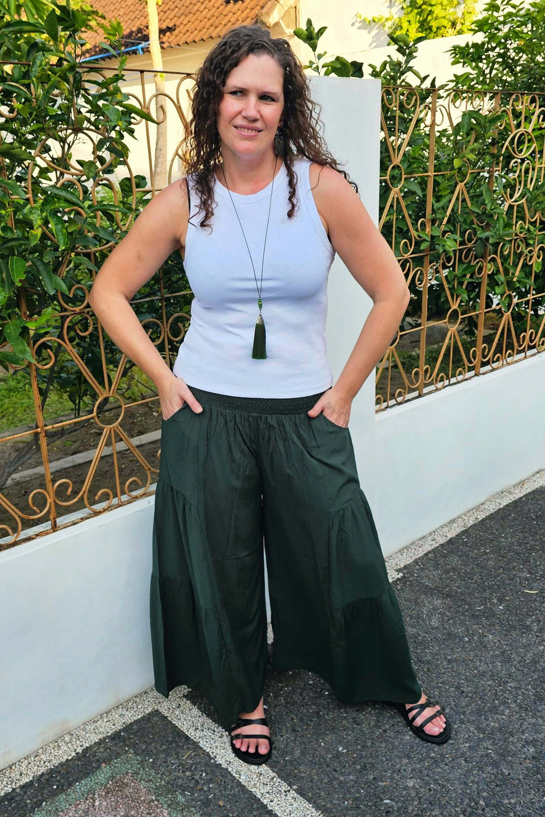 Moody Green Frill Pants