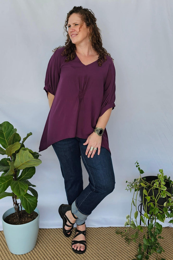 Plum Isla Top with Bell Sleeve