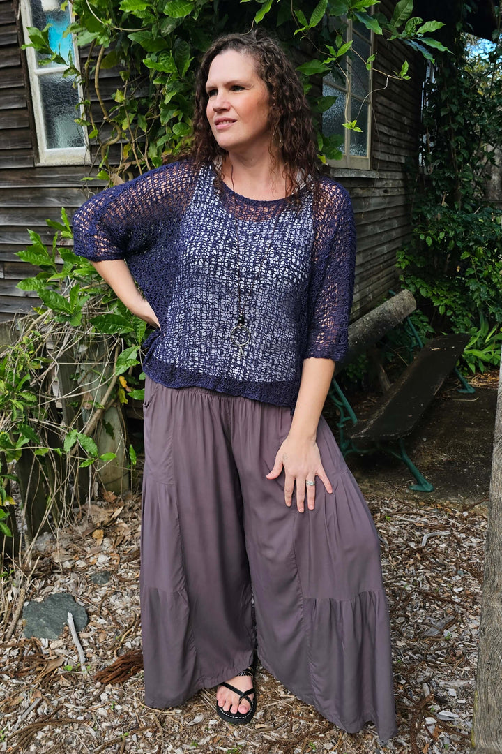 Navy Slouch Knit Top