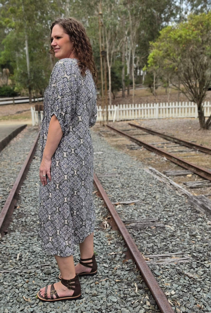 Slate Lattice Thea Maxi Dress
