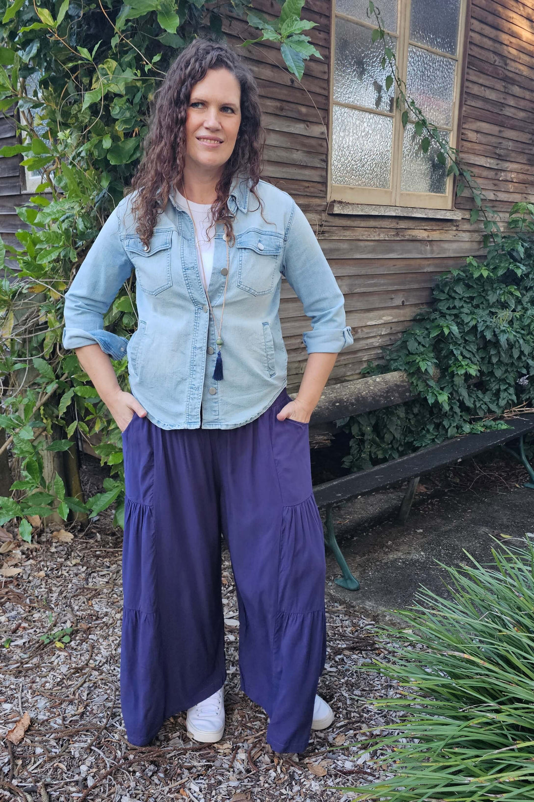Navy Frill Pants