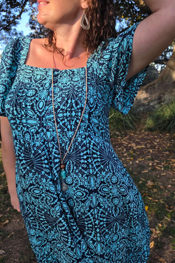 Blue Mandala Bella Midi Dress