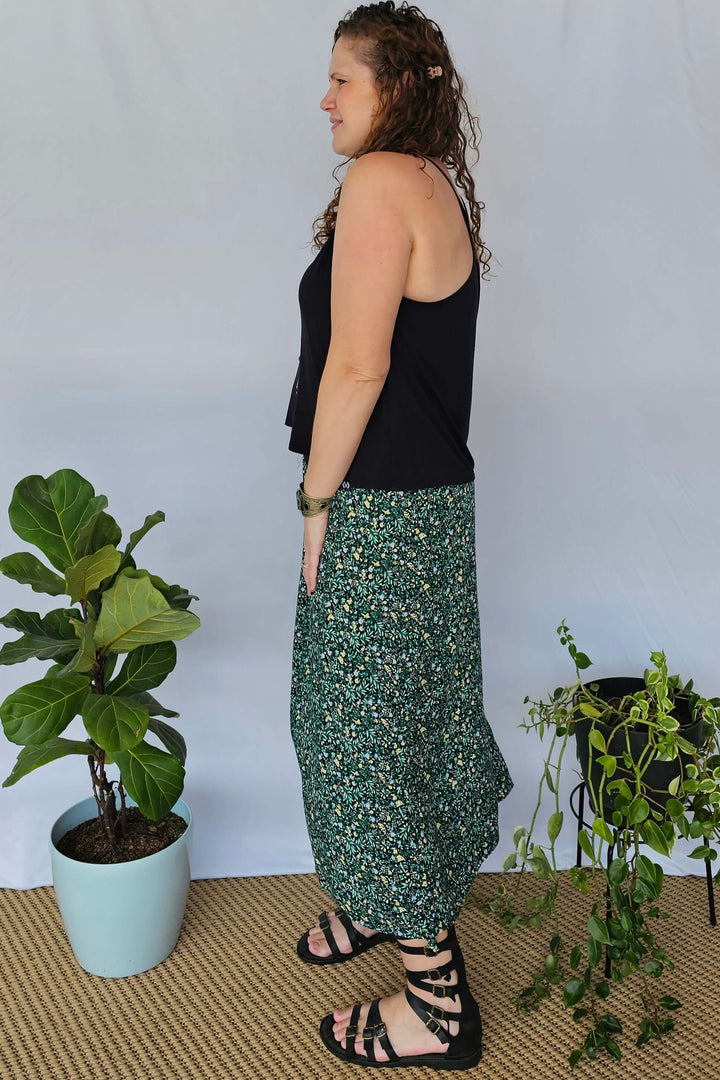 Green Blossom Maxi Skirt