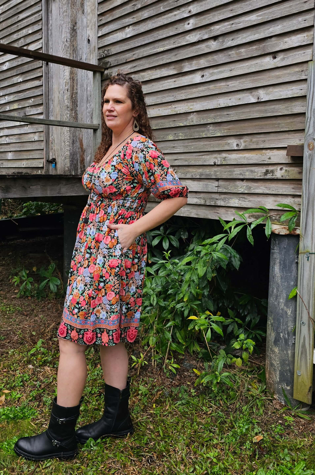 Black Bloom Cinch dress