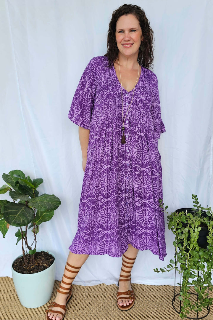 Purple Mandala Luna Midi Dress
