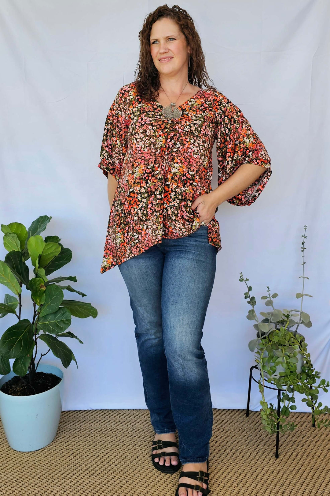 Lantana Isla Top with Bell Sleeve