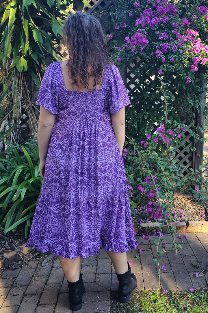 Purple Mandala Bella Midi Dress