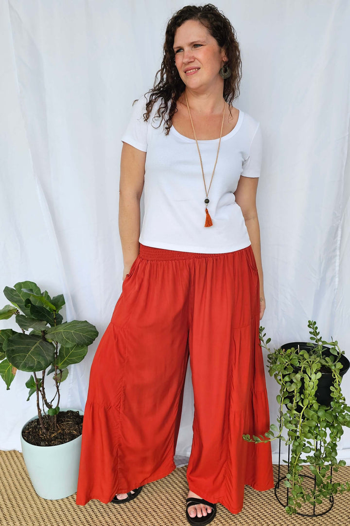 Burnt Orange Frill Pants