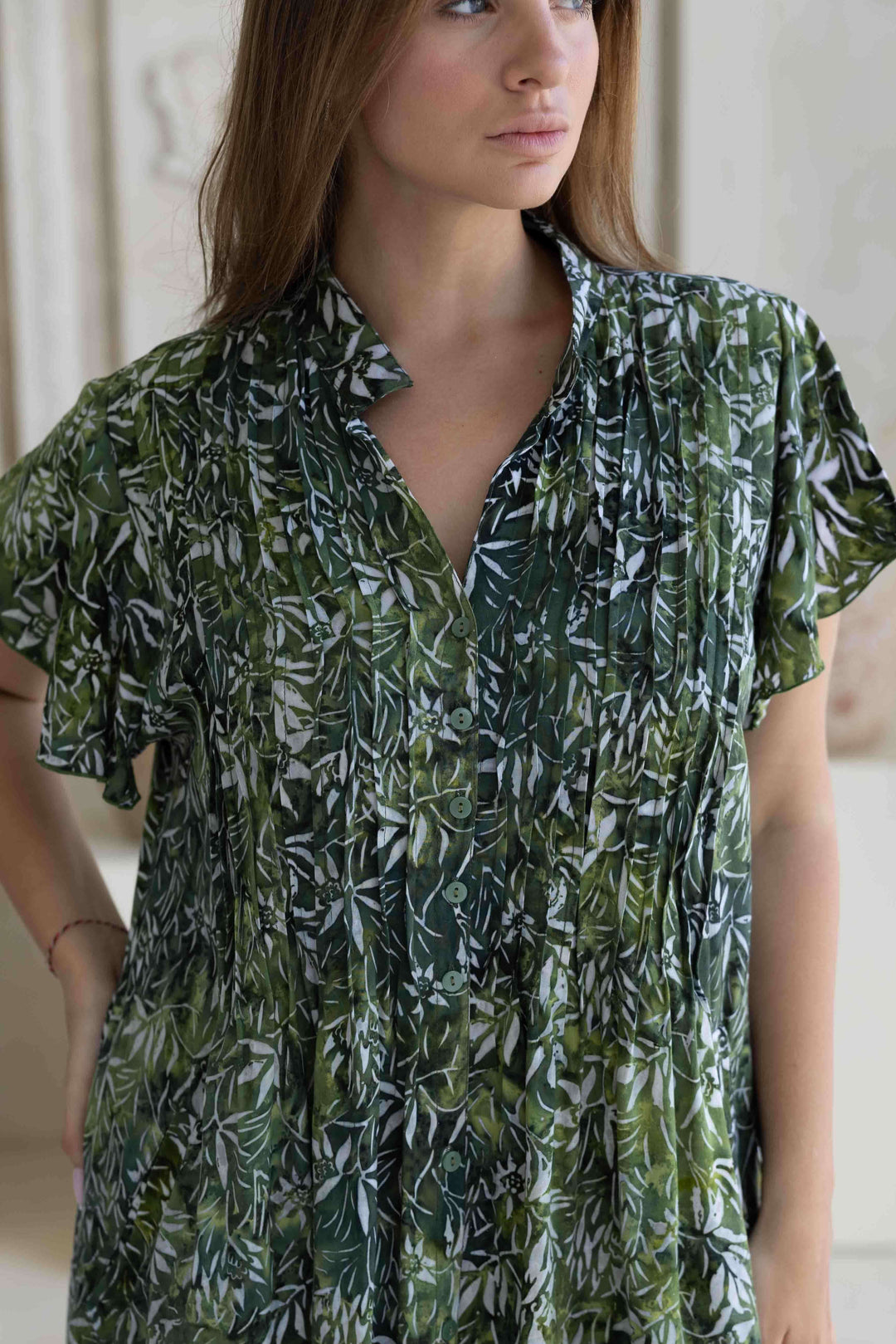 Lush Green Maxi Dress With Frill Sleeve