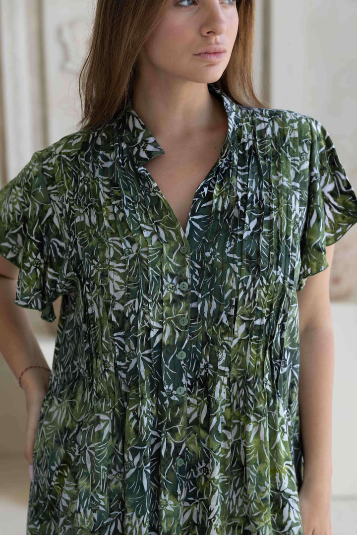 Lush Green Maxi Dress With Frill Sleeve