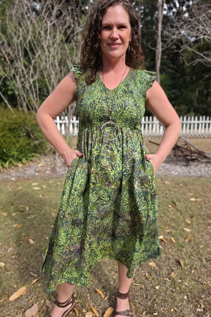 Evergreen Cotton Eden Midi Dress