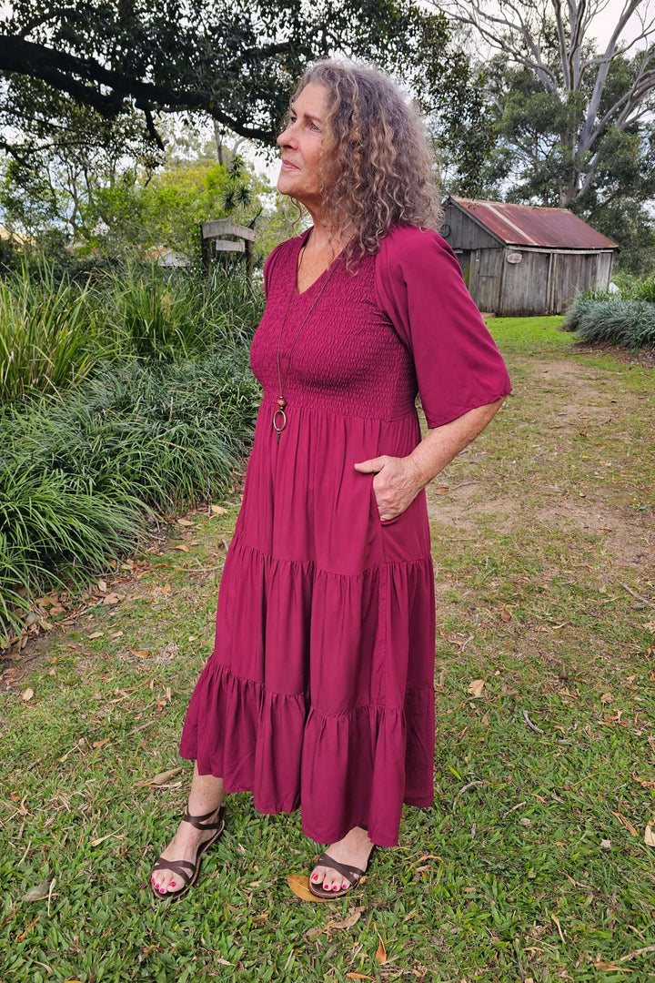 Maroon Arya Midi Dress
