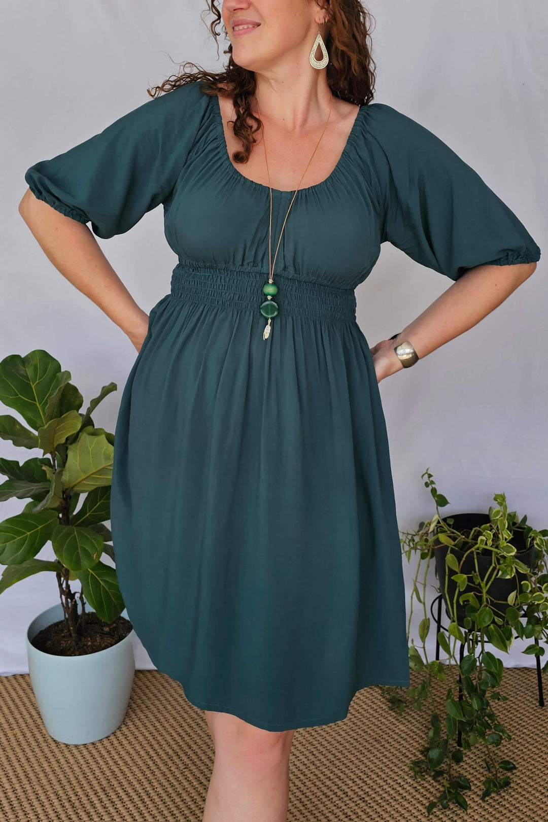 Emerald Cinch dress