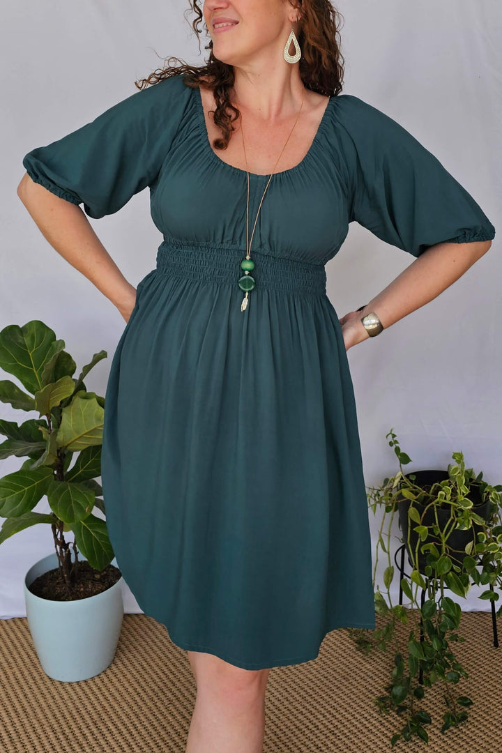 Emerald Cinch dress