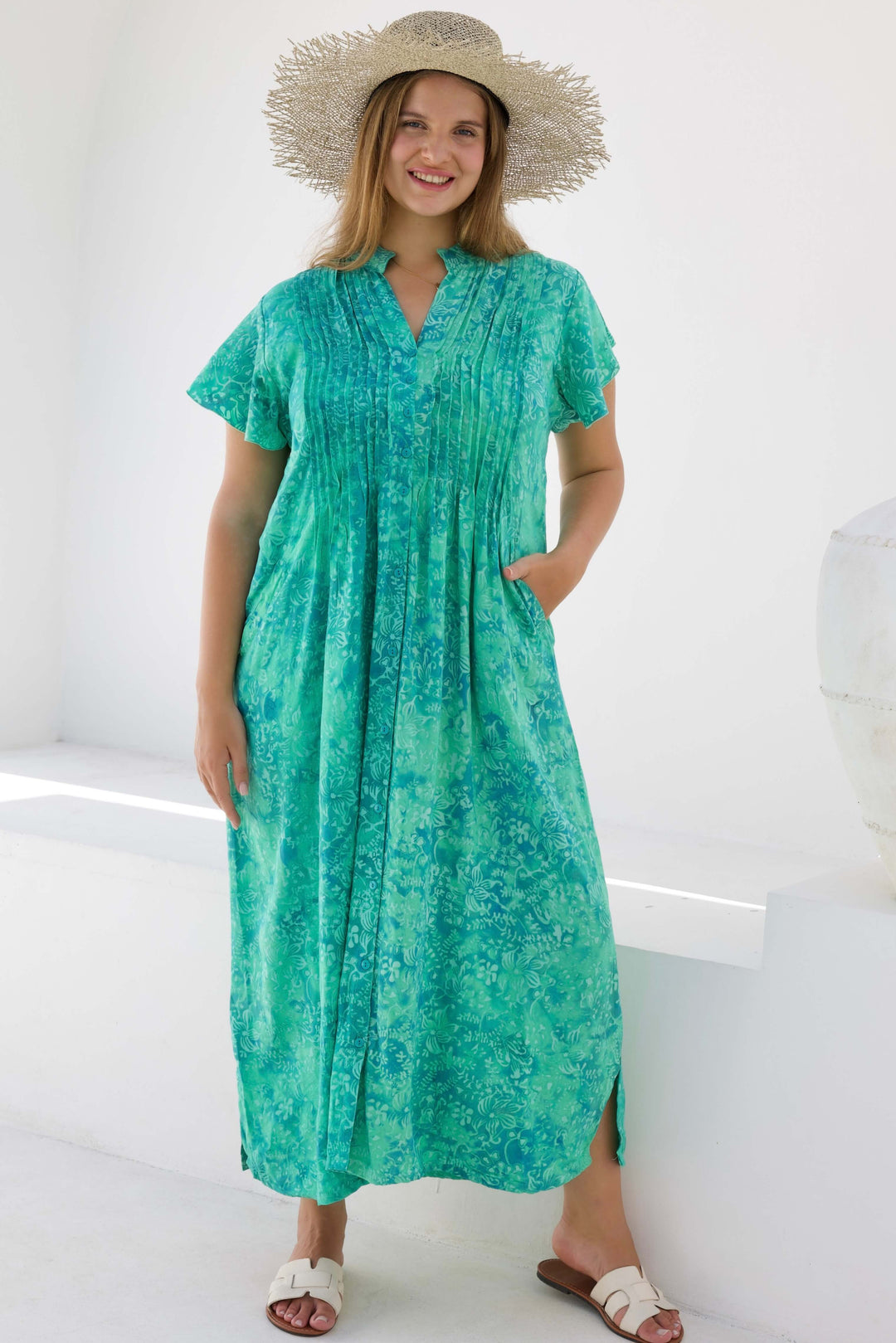 Mint Maxi Dress With Frill Sleeve