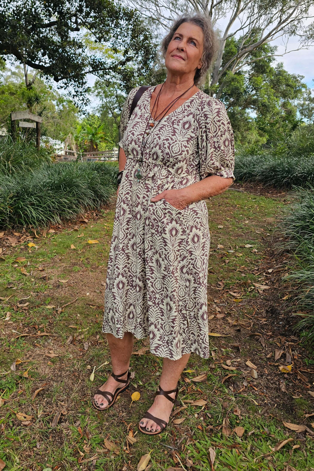 Walnut Fern Remi Midi Dress
