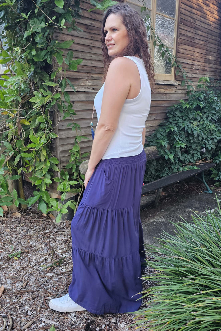 Navy Frill Pants