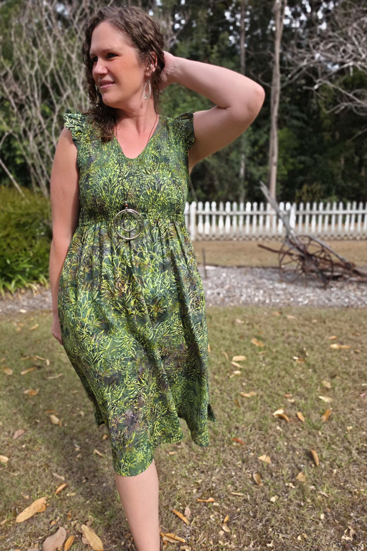 Evergreen Cotton Eden Midi Dress