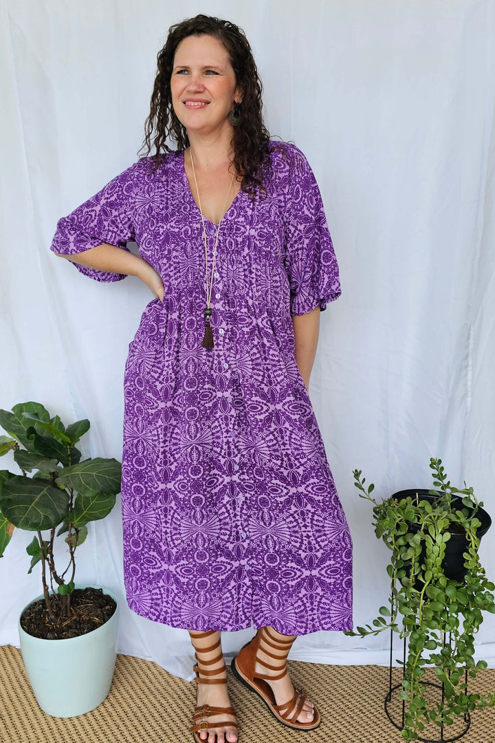 Purple Mandala Luna Midi Dress