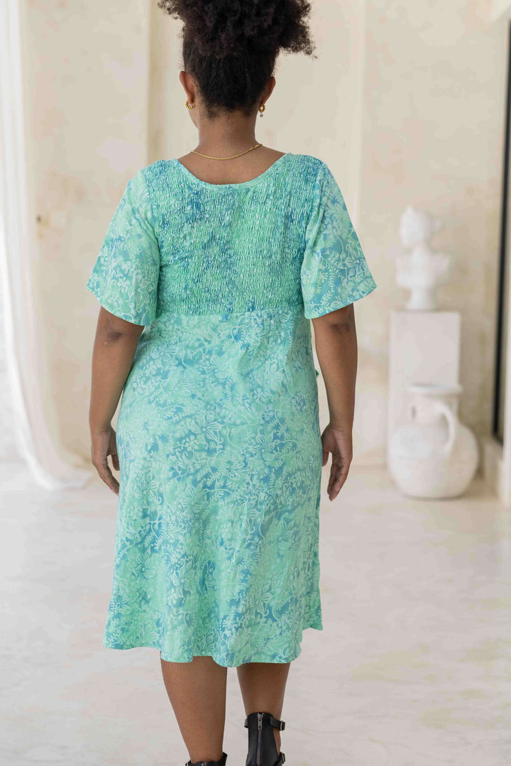 Mint Shirred Dress