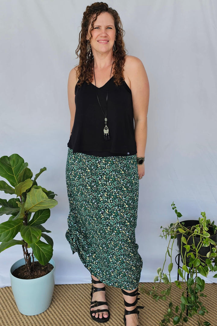 Green Blossom Maxi Skirt