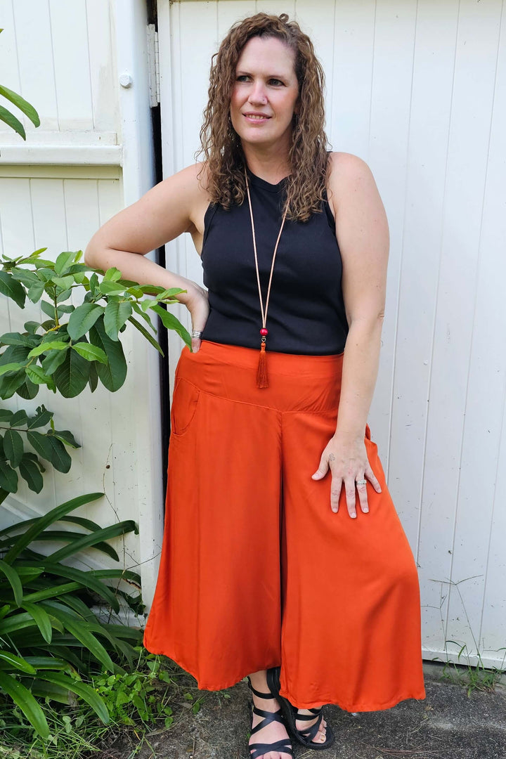 Rust Wide Leg Pants