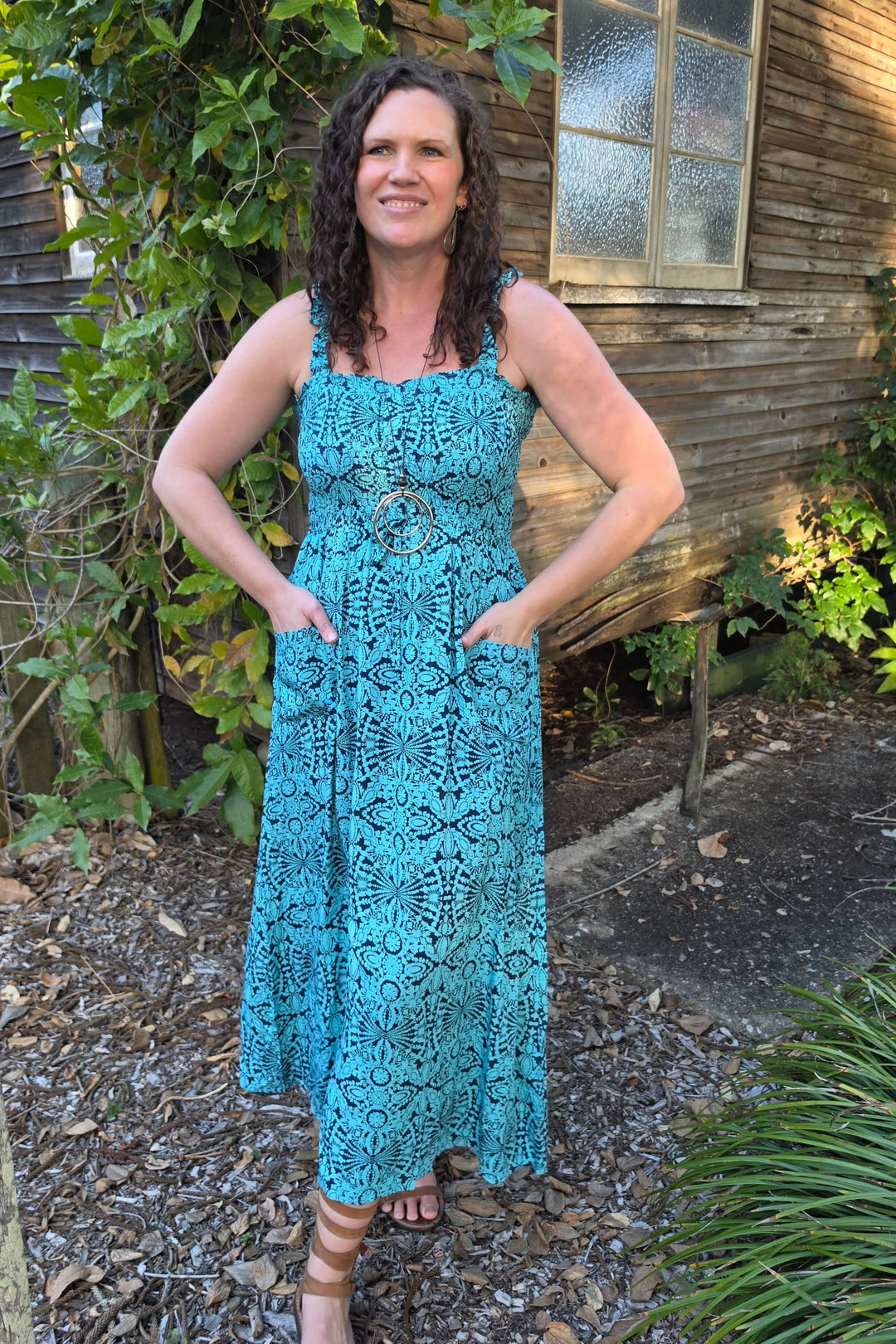 Blue Mandala Faye Maxi Dress