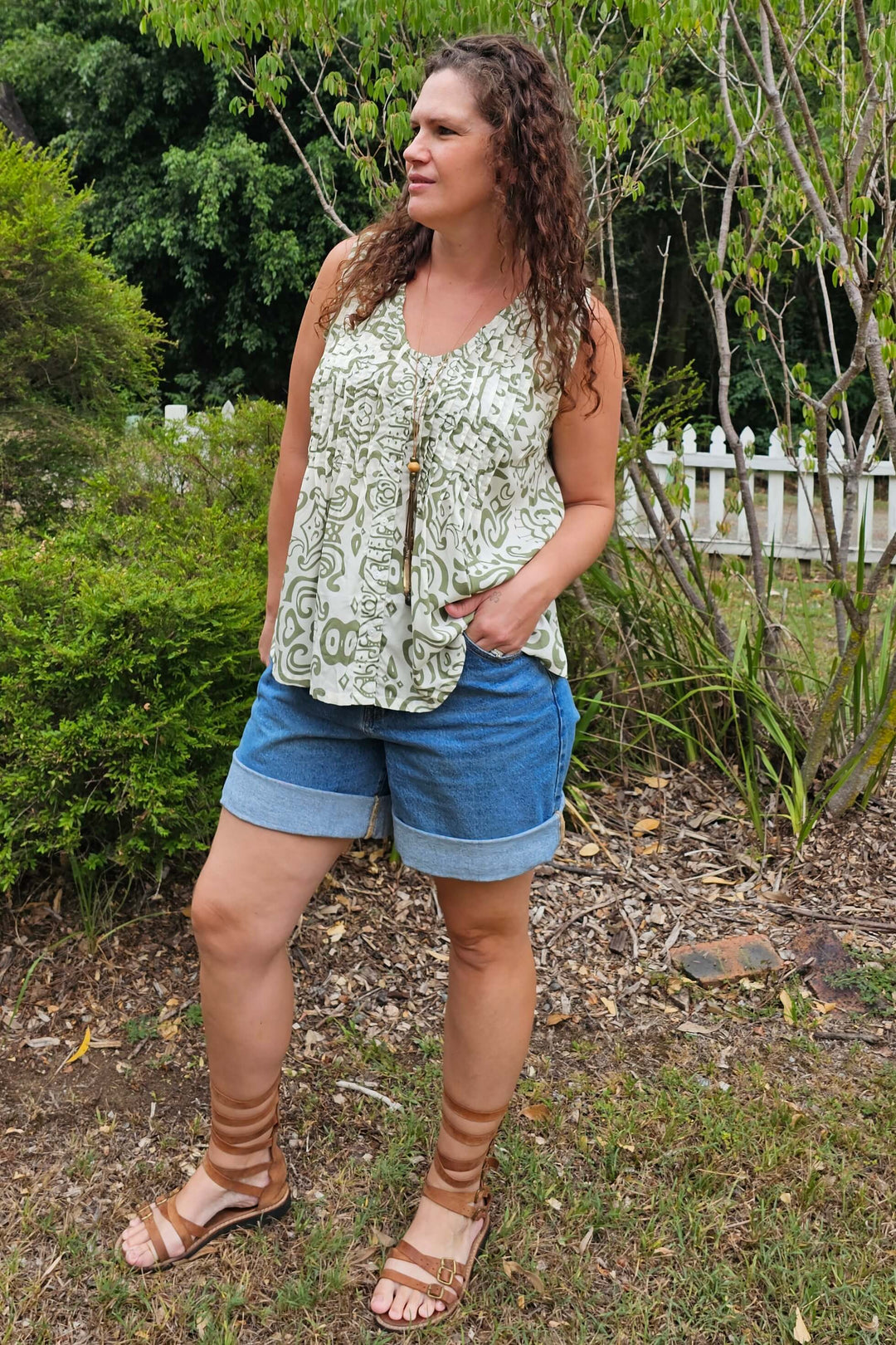 Khaki Swirl Raya Top