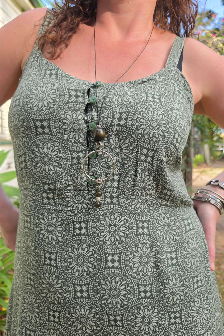 Khaki Rosette Solana Maxi Dress