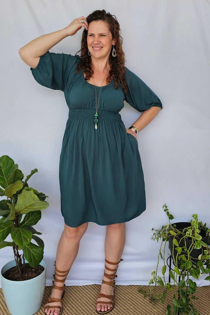 Emerald Cinch dress