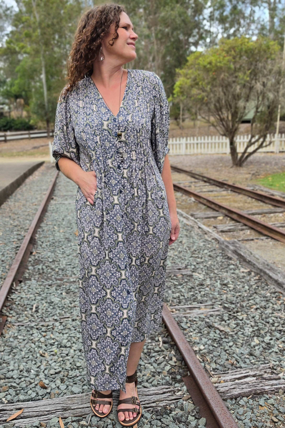 Slate Lattice Thea Maxi Dress