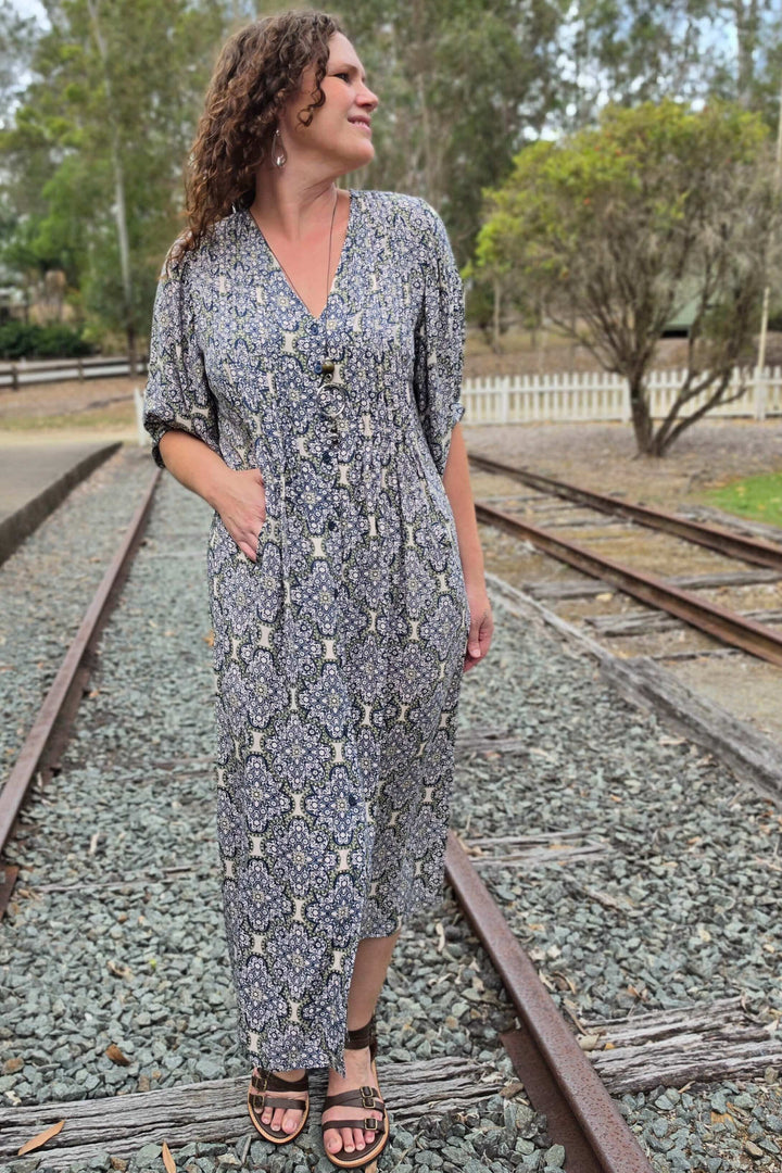 Slate Lattice Thea Maxi Dress