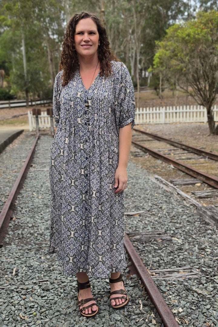 Slate Lattice Thea Maxi Dress