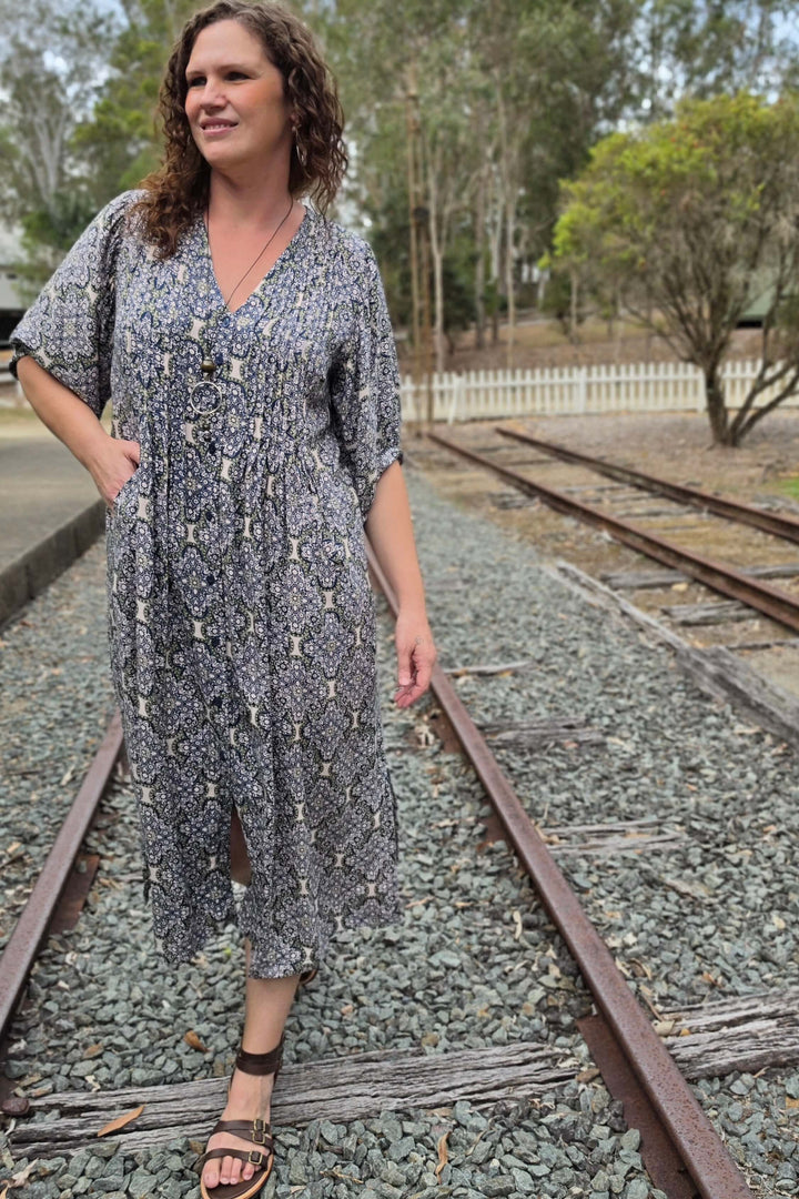 Slate Lattice Thea Maxi Dress