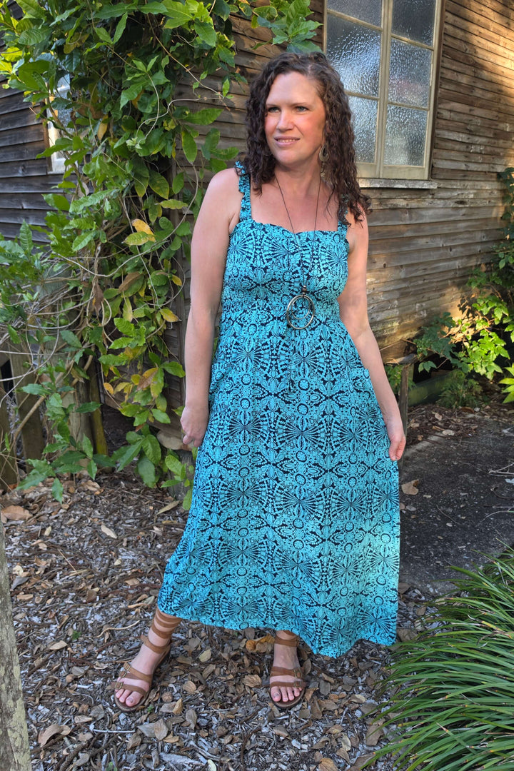 Blue Mandala Faye Maxi Dress