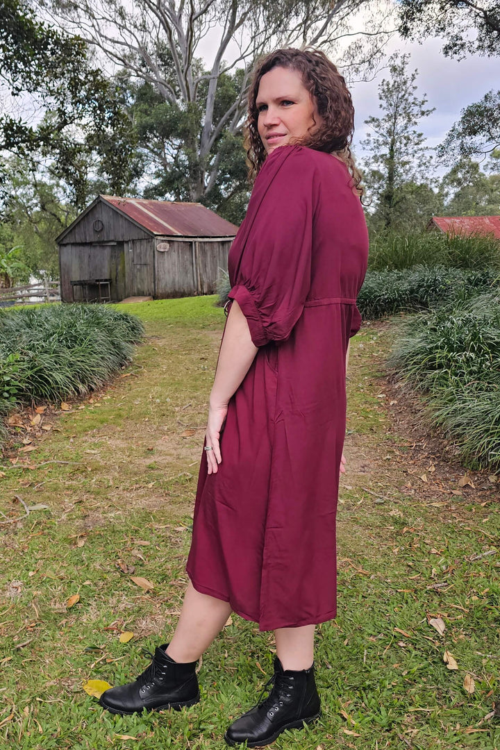 Maroon Remi Midi Dress