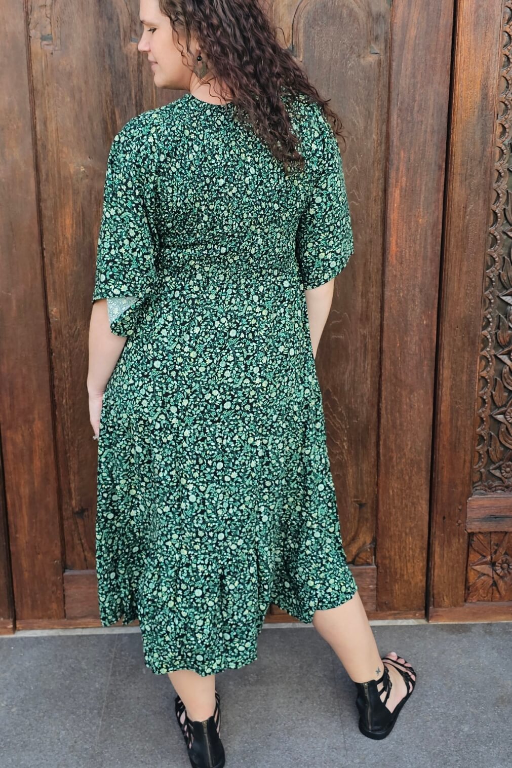 Green Bloom Arya Midi Dress
