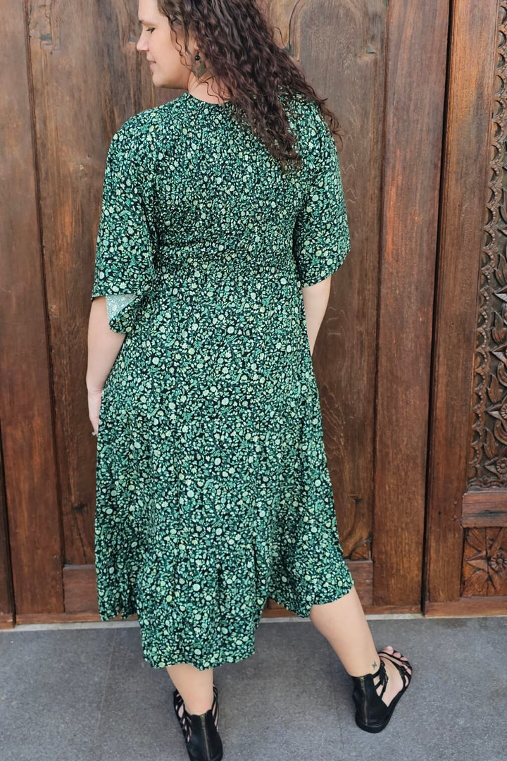 Green Bloom Arya Midi Dress